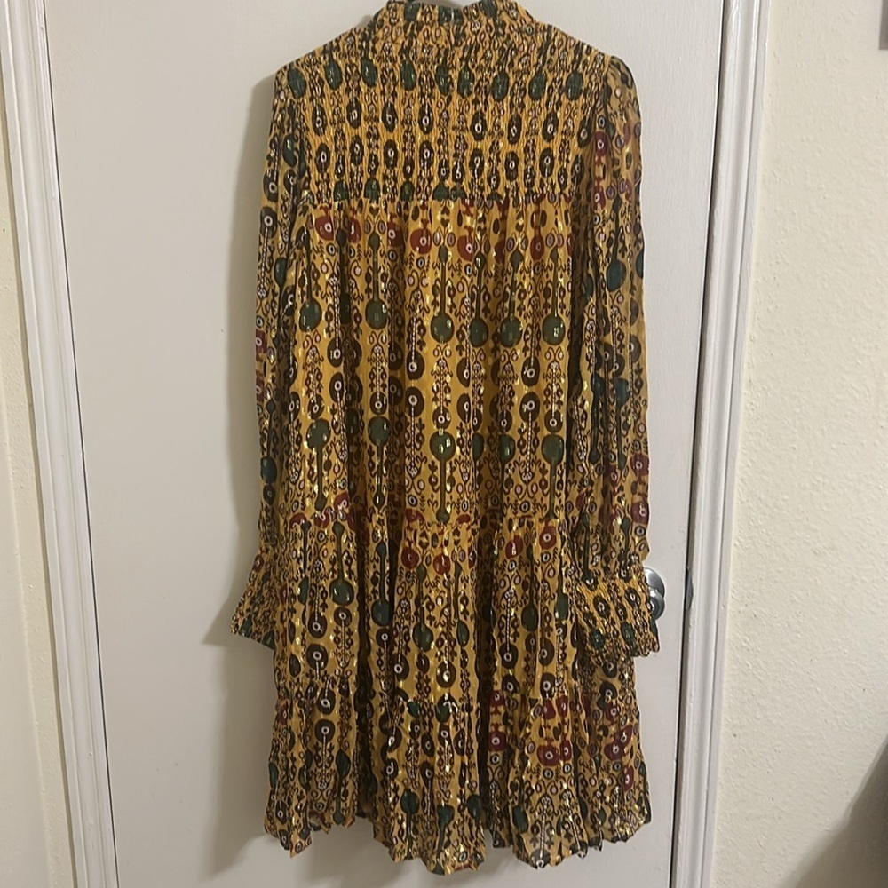 NWT Oliphant Smocked Neck Long Sleeve Fortela Saffron Dress XL‎ - Picture 4 of 8